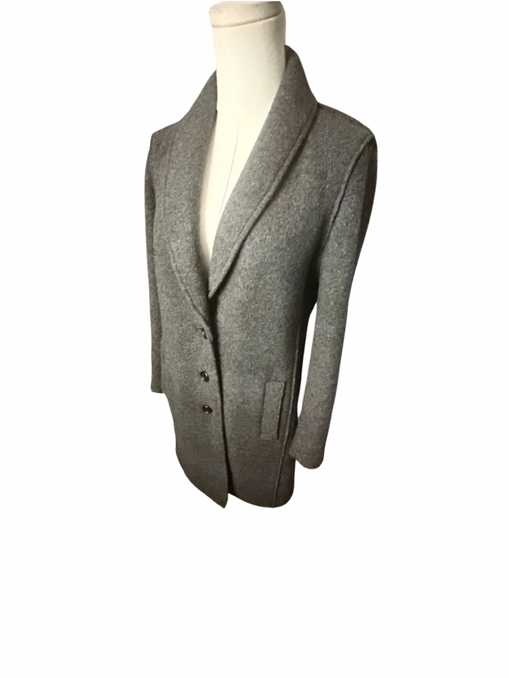 J. Crew Wool Blend  Gray Shawl Collar Button Front Blazer Sz 4